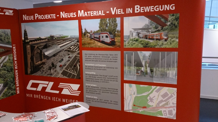 Foto einer Informationstafel der Luxemburgischen Staatsbahn
