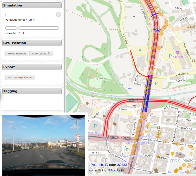 OSM Truck QA Map mit Einblendung von Mapillary Fotos [1]