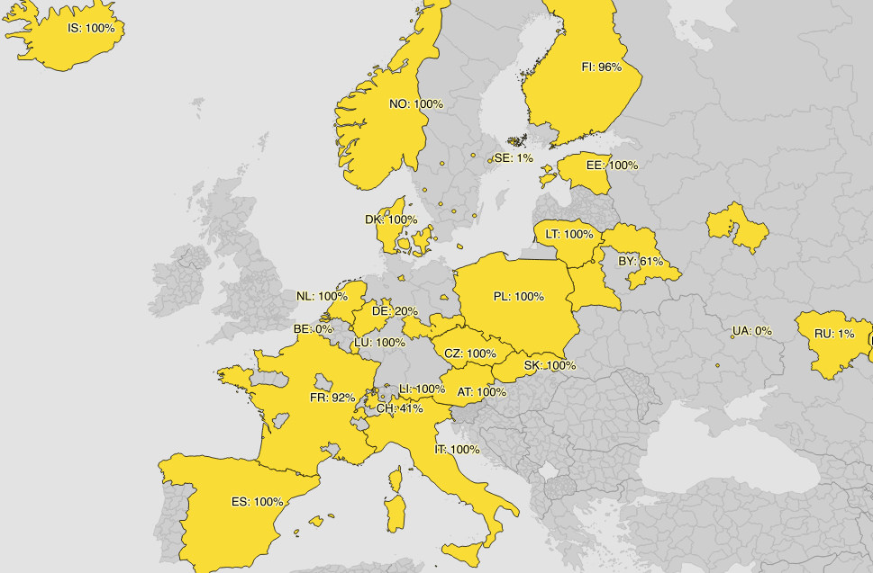 Abdeckung von OpenAddress-Data in Europa